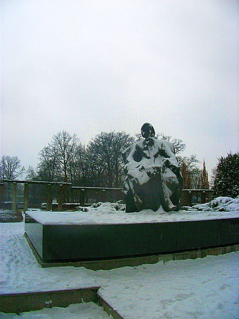 I to już ostatnie zdjęcie. Fryderyk Chopin oprószony śniegiem. Potem aparat mi się zbuntował.